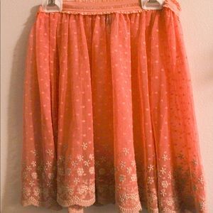 Free People Peach Polka Dot Sheer Skirt